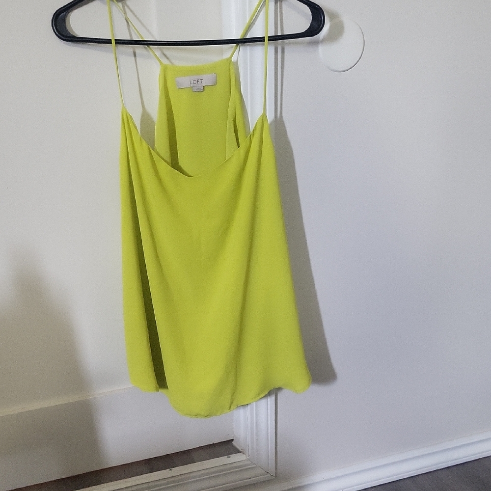 LOFT Green Asymmetrical Sleeveless Camisole